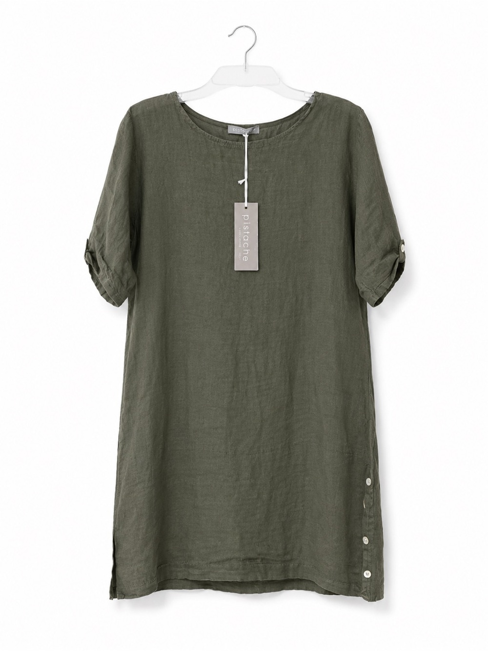 NWT Pistache Olive Green Linen Dress